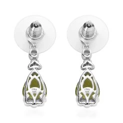 Premium Peridot And White Zircon Drop Earrings In Rhodium Over Sterling Silver 3.70 Ctw -Jewelry store 7596149 3