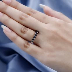 Premium Monte Belo Indicolite 7 Stone Ring In Platinum Over Sterling Silver 0.85 Ctw -Jewelry store 7596172 2