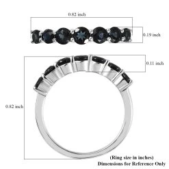 Premium Monte Belo Indicolite 7 Stone Ring In Platinum Over Sterling Silver 0.85 Ctw -Jewelry store 7596172 5