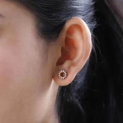 Marropino Morganite And White Zircon Sunburst Stud Earrings In Vermeil Rose Gold Over Sterling Silver 1.00 Ctw -Jewelry store 7596194 4