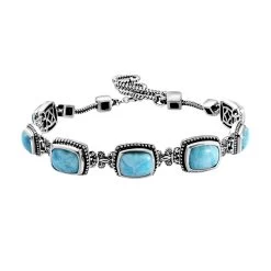 Artisan Crafted Larimar Bracelet In Sterling Silver (7.25 In) (16.45 G) 17.25 Ctw
