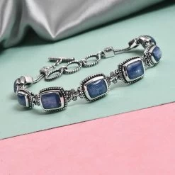 Artisan Crafted Moon Kyanite Bracelet In Sterling Silver,Gemstone Bracelet For Women,Gifts For Her 7.25 Inches 19.50 Ctw -Jewelry store 7598070 1