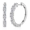 Moissanite Hoop Earrings In Platinum Over Sterling Silver 3.65 Ctw -Jewelry store 7599661