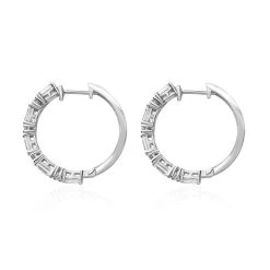 Moissanite Hoop Earrings In Platinum Over Sterling Silver 3.65 Ctw -Jewelry store 7599661 4