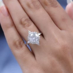 Moissanite Halo Ring In Platinum Over Sterling Silver 2.50 Ctw -Jewelry store 7599751 2