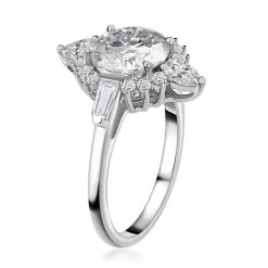 Moissanite Halo Ring In Platinum Over Sterling Silver 2.50 Ctw -Jewelry store 7599751 3