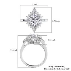 Moissanite Halo Ring In Platinum Over Sterling Silver 2.50 Ctw -Jewelry store 7599751 4