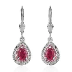 Ouro Fino Rubellite, Multi Gemstone Lever Back Earrings In Vermeil RG And Platinum Over Sterling Silver 1.20 Ctw