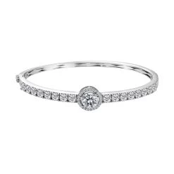 Moissanite Bangle Bracelet In Platinum Over Sterling Silver (7.25 In) 5.65 Ctw