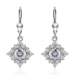Moissanite Dangling Earrings In Platinum Over Sterling Silver 1.50 Ctw