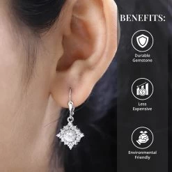 Moissanite Dangling Earrings In Platinum Over Sterling Silver 1.50 Ctw -Jewelry store 7601015 3