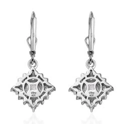 Moissanite Dangling Earrings In Platinum Over Sterling Silver 1.50 Ctw -Jewelry store 7601015 4