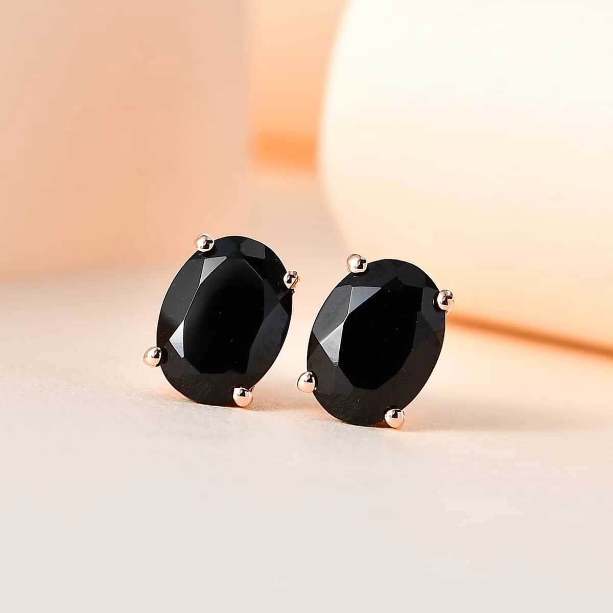 Thai Black Spinel Solitaire Stud Earrings In Platinum Over Sterling Silver 3.10 Ctw 4 Thai Black Spinel Solitaire Stud Earrings In Platinum Over Sterling Silver 3.10 Ctw - Image 2
