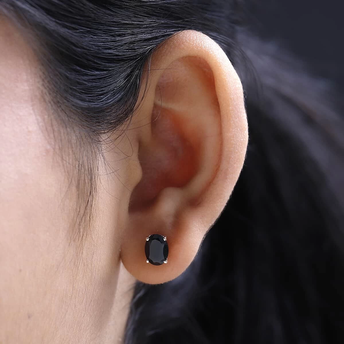 Thai Black Spinel Solitaire Stud Earrings In Platinum Over Sterling Silver 3.10 Ctw 5 Thai Black Spinel Solitaire Stud Earrings In Platinum Over Sterling Silver 3.10 Ctw - Image 3