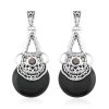 Sajen Silver AAA Black Onyx And Mozambique Garnet Earrings In Platinum Over Sterling Silver 11.30 Ctw -Jewelry store 7601510
