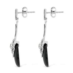 Sajen Silver AAA Black Onyx And Mozambique Garnet Earrings In Platinum Over Sterling Silver 11.30 Ctw -Jewelry store 7601510 3