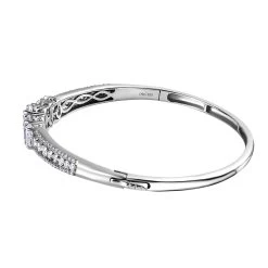 Moissanite (Ovl 9x7mm) Bangle Bracelet In Platinum Over Sterling Silver (6.50 In) 7.90 Ctw -Jewelry store 7601731 3