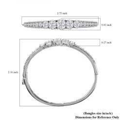 Moissanite (Ovl 9x7mm) Bangle Bracelet In Platinum Over Sterling Silver (6.50 In) 7.90 Ctw -Jewelry store 7601731 5