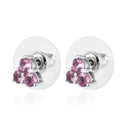 Narsipatnam Purple Spinel Stud Earrings In Platinum Over Sterling Silver 0.75 Ctw -Jewelry store 7601773 3