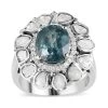 Premium Ratanakiri Blue Zircon Cocktail Ring In Platinum Over Sterling Silver, Polki Diamond Ring, Wedding Ring, Engagement Rings, Oval Engagement Ring 4.90 Ctw -Jewelry store 7603306