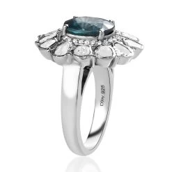 Premium Ratanakiri Blue Zircon Cocktail Ring In Platinum Over Sterling Silver, Polki Diamond Ring, Wedding Ring, Engagement Rings, Oval Engagement Ring 4.90 Ctw -Jewelry store 7603306 3