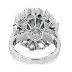 Premium Ratanakiri Blue Zircon Cocktail Ring In Platinum Over Sterling Silver, Polki Diamond Ring, Wedding Ring, Engagement Rings, Oval Engagement Ring 4.90 Ctw -Jewelry store 7603306 4