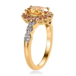 Premium Brazilian Heliodor And Multi Gemstone Halo Ring In Vermeil Yellow Gold Over Sterling Silver 1.50 Ctw -Jewelry store 7605239 3