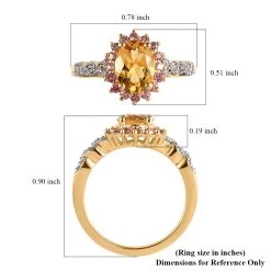 Premium Brazilian Heliodor And Multi Gemstone Halo Ring In Vermeil Yellow Gold Over Sterling Silver 1.50 Ctw -Jewelry store 7605239 5