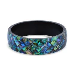 Abalone Inlay Shell With Black Resin Bangle Bracelet (7.50 In) -Jewelry store 7605561 3