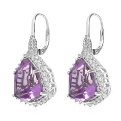 African Amethyst, White Zircon Stud Earrings In Platinum Over Sterling Silver 17.50 Ctw -Jewelry store 7606613 3