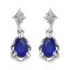 Tanzanian Blue Spinel (DF) And White Zircon Dangle Earrings In Platinum Over Sterling Silver 1.15 Ctw -Jewelry store 7607553