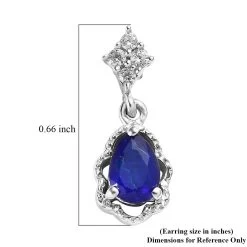 Tanzanian Blue Spinel (DF) And White Zircon Dangle Earrings In Platinum Over Sterling Silver 1.15 Ctw -Jewelry store 7607553 4