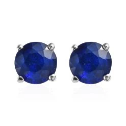 Tanzanian Blue Spinel (DF) Solitaire Stud Earrings In Platinum Over Sterling Silver 1.10 Ctw