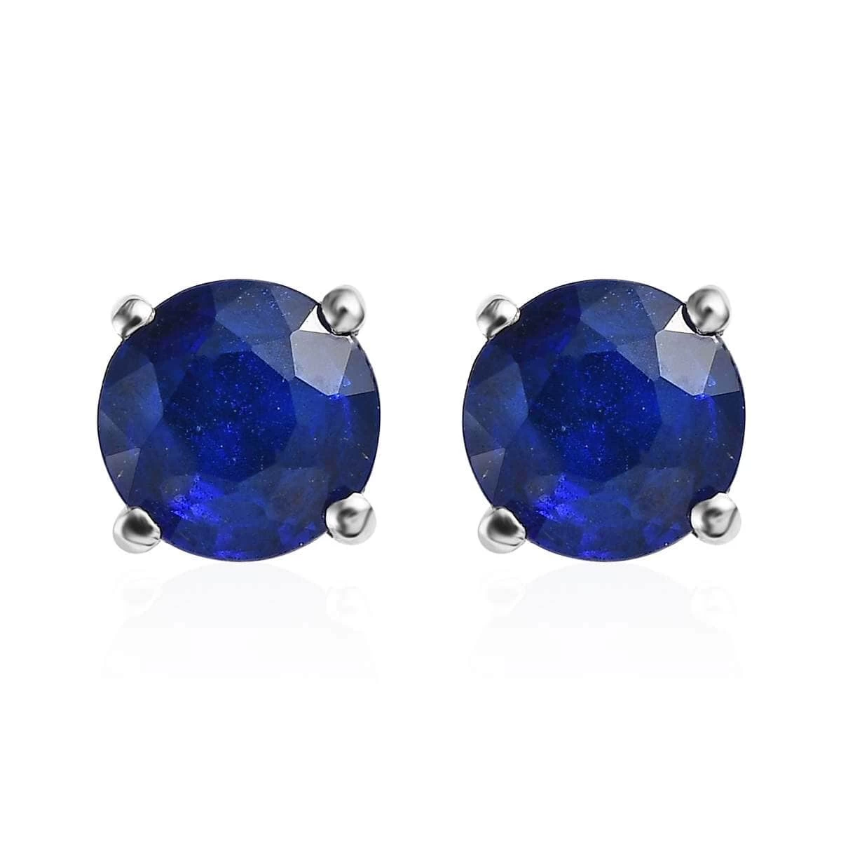 Tanzanian Blue Spinel (DF) Solitaire Stud Earrings In Platinum Over Sterling Silver 1.10 Ctw 3 Tanzanian Blue Spinel (DF) Solitaire Stud Earrings In Platinum Over Sterling Silver 1.10 Ctw