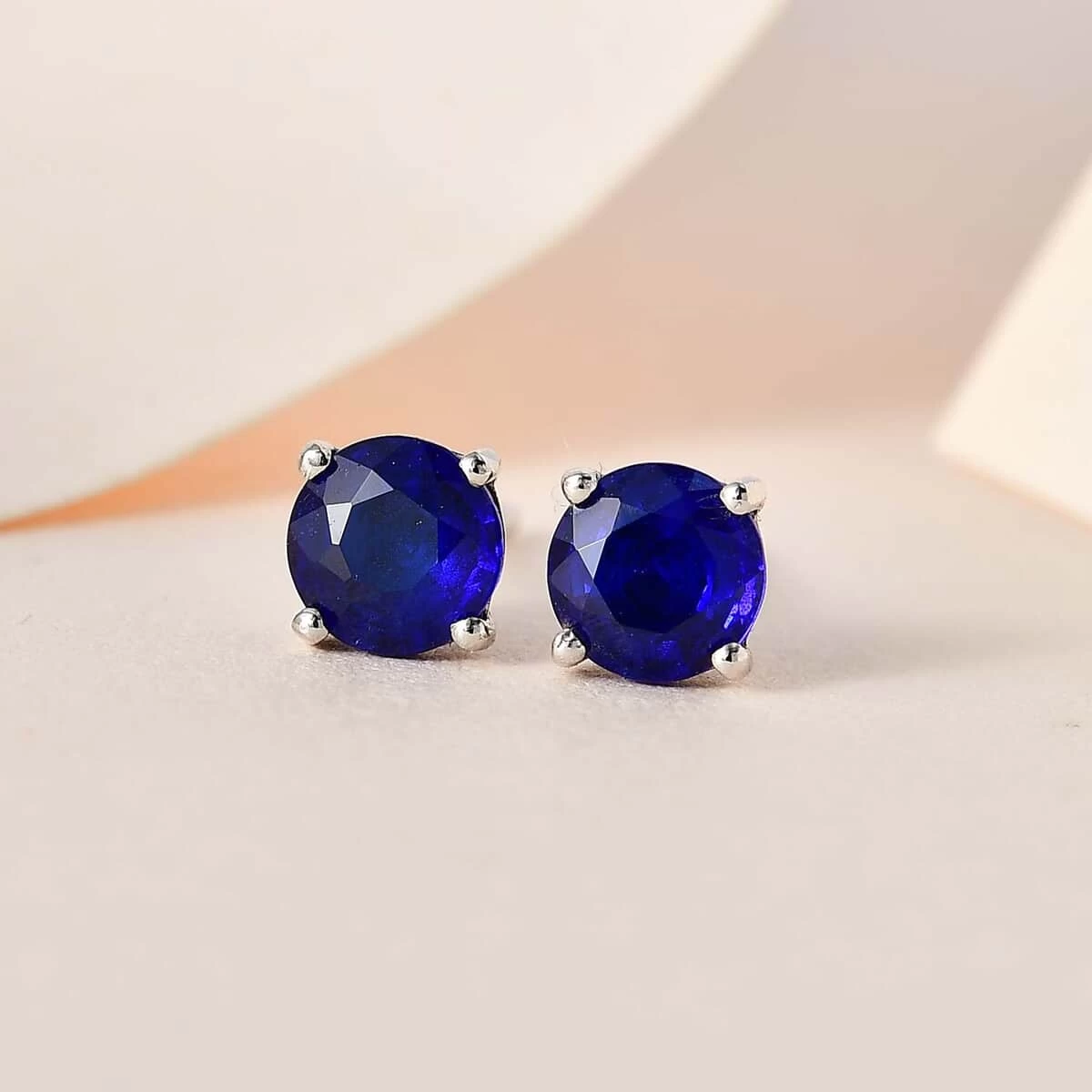 Tanzanian Blue Spinel (DF) Solitaire Stud Earrings In Platinum Over Sterling Silver 1.10 Ctw 4 Tanzanian Blue Spinel (DF) Solitaire Stud Earrings In Platinum Over Sterling Silver 1.10 Ctw - Image 2