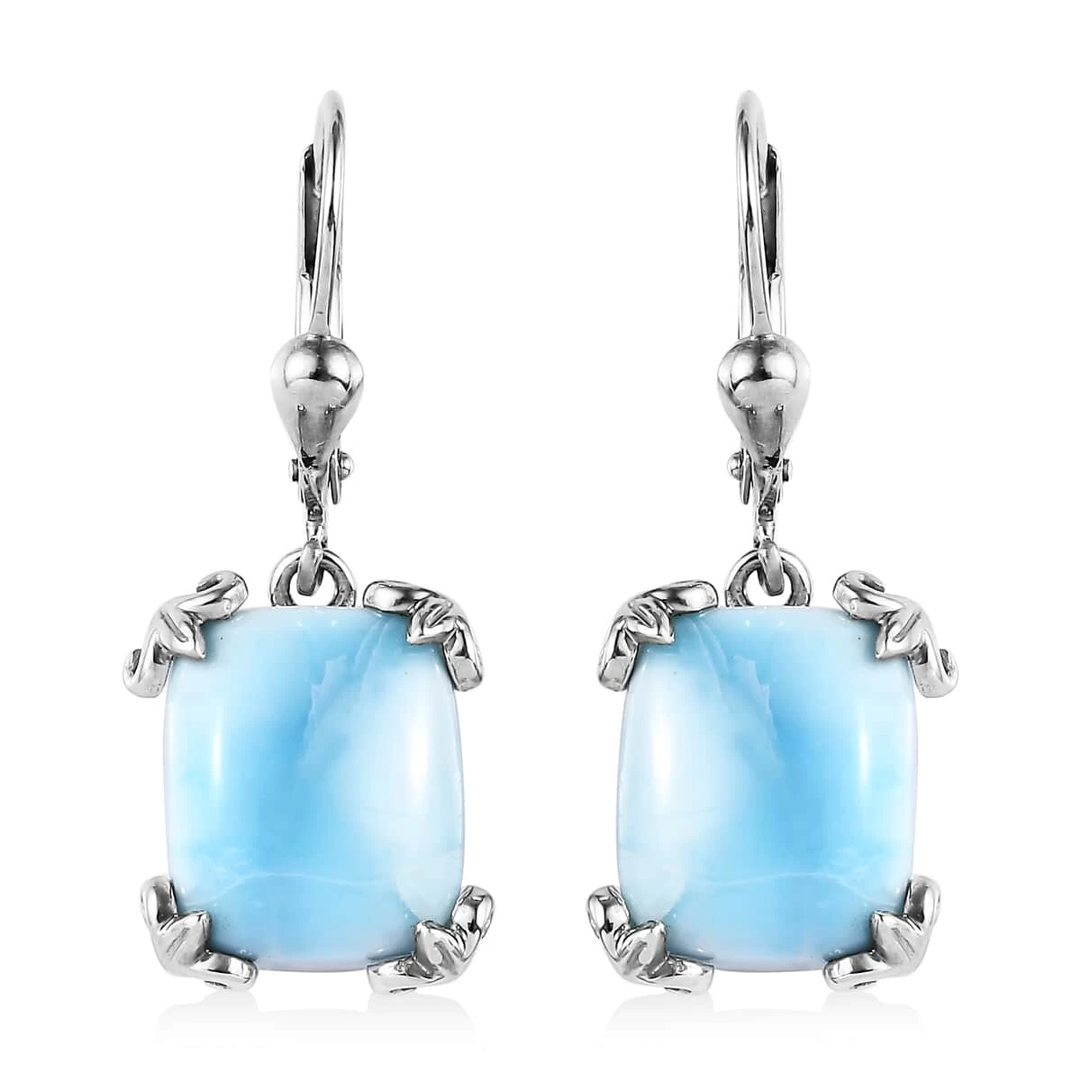 Larimar Lever Back Earring In Platinum Over Sterling Silver 11.85 Ctw 3 Larimar Lever Back Earring In Platinum Over Sterling Silver 11.85 Ctw