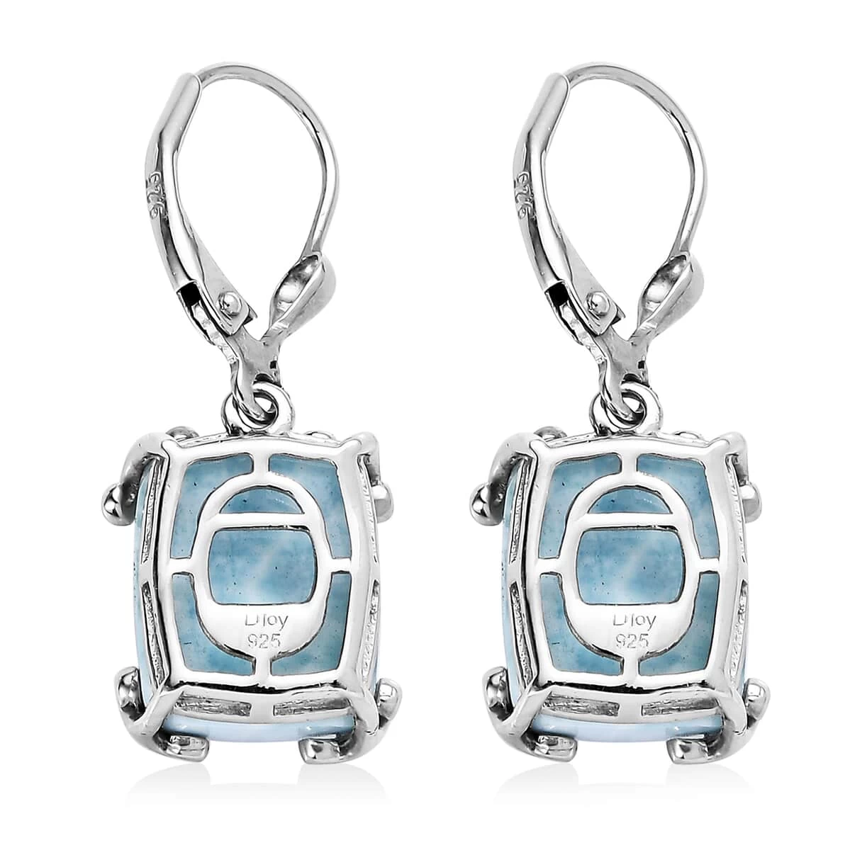 Larimar Lever Back Earring In Platinum Over Sterling Silver 11.85 Ctw 6 Larimar Lever Back Earring In Platinum Over Sterling Silver 11.85 Ctw - Image 4