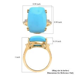 Certified & Appraised Luxoro 14K Yellow Gold AAA Sleeping Beauty Turquoise And G-H I2 Diamond Ring 11.00 Ctw -Jewelry store 7611237 5