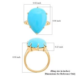 Luxoro 14K Yellow Gold AAA Sleeping Beauty Turquoise, Diamond (G-H, I2) Ring 12.65 Ctw -Jewelry store 7611257 5
