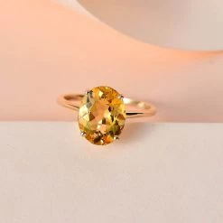Luxoro 14K Yellow Gold Premium Brazilian Heliodor Solitaire Ring 3.00 Ctw -Jewelry store 7611559 1