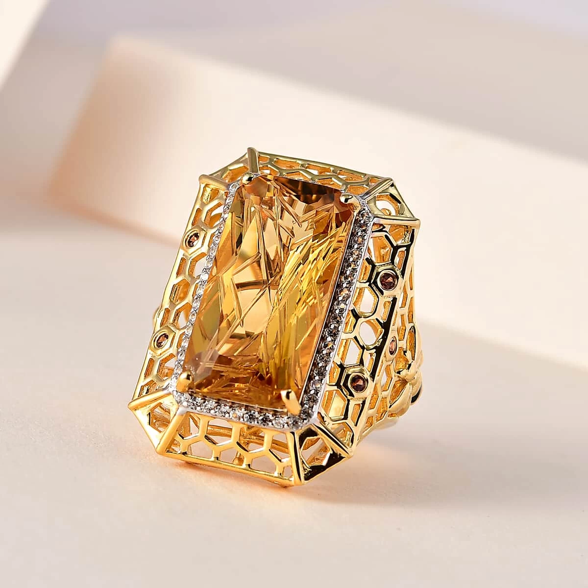 GP Trionfo Collection Premium Brazilian Citrine And Multi Gemstone Ring In Vermeil Yellow Gold Over Sterling Silver 12.00 Ctw 4 GP Trionfo Collection Premium Brazilian Citrine And Multi Gemstone Ring In Vermeil Yellow Gold Over Sterling Silver 12.00 Ctw - Image 2