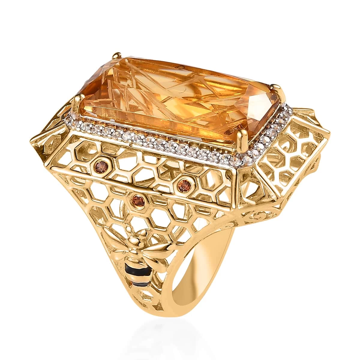 GP Trionfo Collection Premium Brazilian Citrine And Multi Gemstone Ring In Vermeil Yellow Gold Over Sterling Silver 12.00 Ctw 6 GP Trionfo Collection Premium Brazilian Citrine And Multi Gemstone Ring In Vermeil Yellow Gold Over Sterling Silver 12.00 Ctw - Image 4