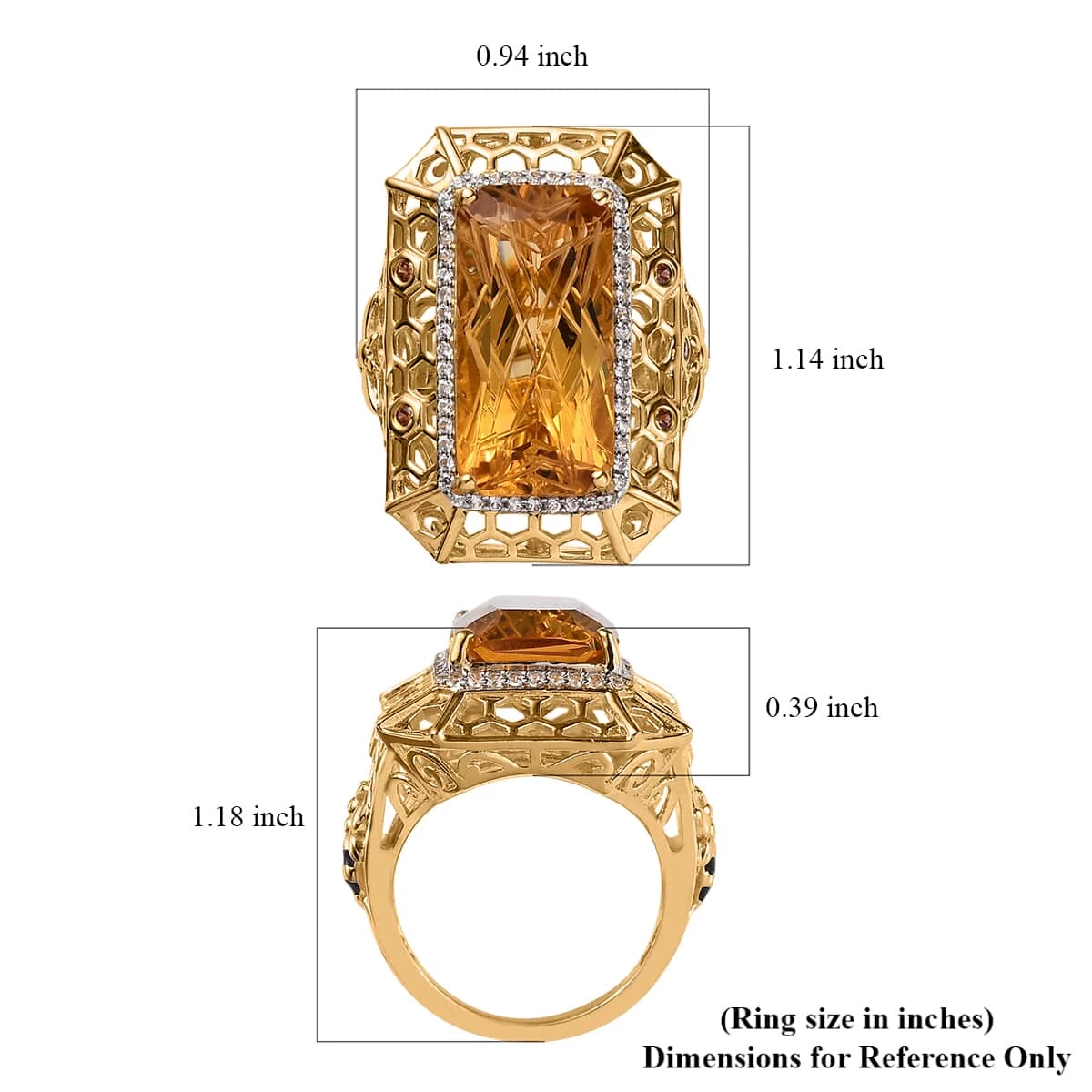GP Trionfo Collection Premium Brazilian Citrine And Multi Gemstone Ring In Vermeil Yellow Gold Over Sterling Silver 12.00 Ctw 8 GP Trionfo Collection Premium Brazilian Citrine And Multi Gemstone Ring In Vermeil Yellow Gold Over Sterling Silver 12.00 Ctw - Image 6