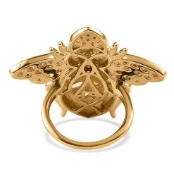 GP Trionfo Collection Premium Brazilian Citrine And White Zircon Bee Ring In Vermeil Yellow Gold Over Sterling Silver 3.60 Ctw -Jewelry store 7611614 4