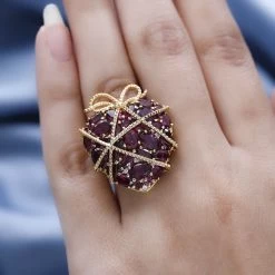 GP Amore Collection Orissa Rhodolite Garnet And White Zircon Ring In Vermeil Yellow Gold Over Sterling Silver 9.75 Ctw -Jewelry store 7611620 2