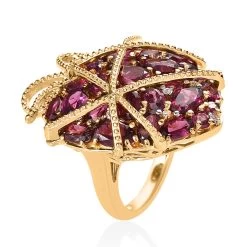 GP Amore Collection Orissa Rhodolite Garnet And White Zircon Ring In Vermeil Yellow Gold Over Sterling Silver 9.75 Ctw -Jewelry store 7611620 3