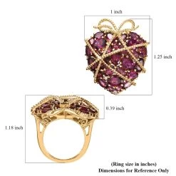 GP Amore Collection Orissa Rhodolite Garnet And White Zircon Ring In Vermeil Yellow Gold Over Sterling Silver 9.75 Ctw -Jewelry store 7611620 5