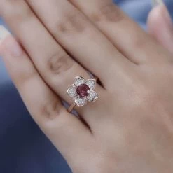 GP Italian Garden Collection Morro Redondo Pink Tourmaline And Moissanite Floral Ring In Vermeil Rose Gold Over Sterling Silver 1.00 Ctw 14 GP Italian Garden Collection Morro Redondo Pink Tourmaline And Moissanite Floral Ring In Vermeil Rose Gold Over Sterling Silver 1.00 Ctw -Jewelry store 7611813 5