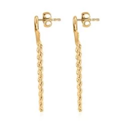 14K Yellow Gold Safety Pin Diamond-Cut Rope Chain Dangling Earrings 1.50 Grams -Jewelry store 7612258 3