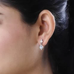 Premium Mangoro Aquamarine And Multi Gemstone Dangling Earrings In Platinum Over Sterling Silver 1.00 Ctw -Jewelry store 7615708 2